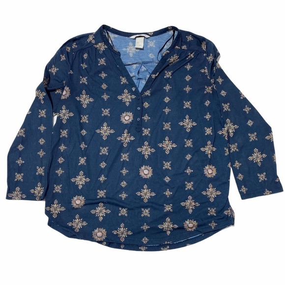H&m High Low Quarter Button Printed Blouse Small - Picture 6 of 11